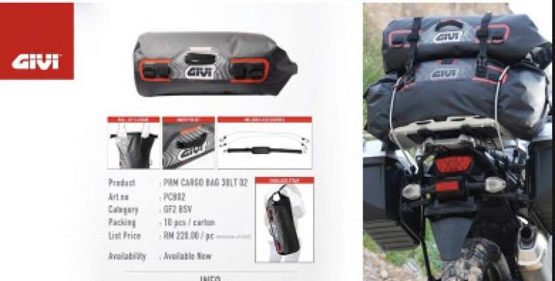 Givi PCB02 Prime Cargo Bag - Túi Ràng yên xe chống nước.