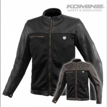 Komine JK-166 Half Leather Motorcycle Mesh Riding Jacket